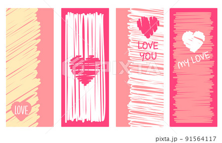 Set of vertical Valentine's day banner, background, flyer, placard with hearts 91564117