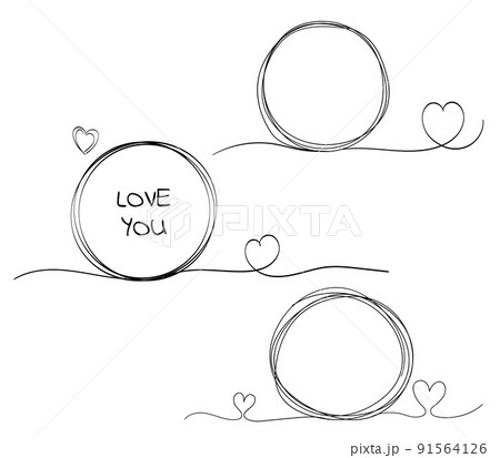 Vector collection of scribbled speech bubbles with heart in hand drawn style 91564126