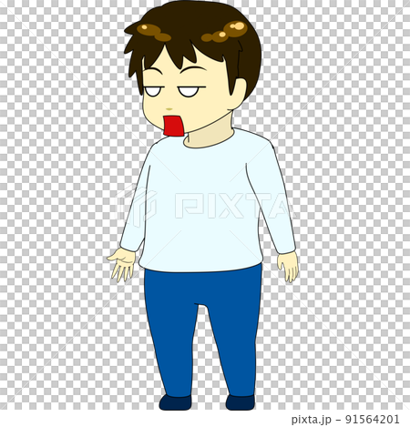 ちびキャラのイラスト（男・横向き） 91564201