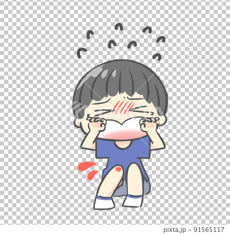 Illustration of an injured and crying child 91565117