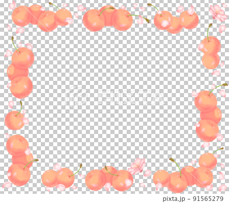 Soft cherry and cherry blossom petal frame pink ver 91565279