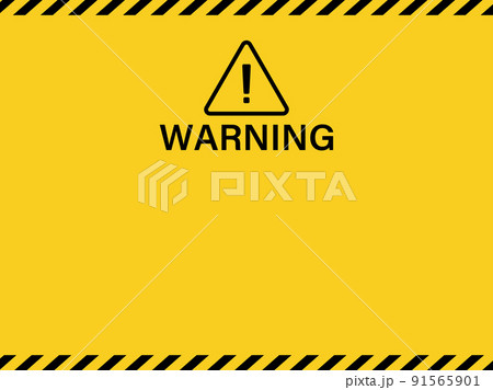 危険警告アイコンとバリケードテープのフレーム背景イラスト 91565901
