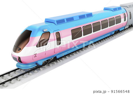 Transgender flag painted on the high speed train. 3D rendering 91566548