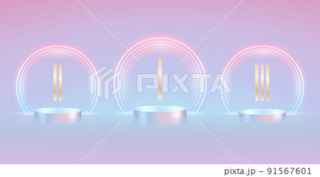 Winners Podium with Neon Light Winners Podium with Neon Light 91567601