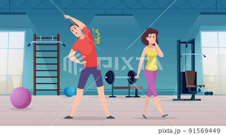 Smelly persons. Disgusting male and female ugly and smelly body exact vector cartoon background 91569449