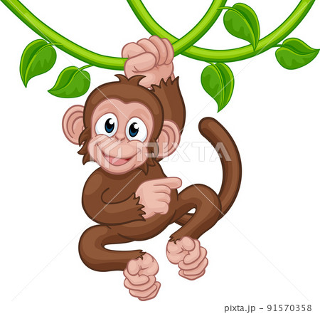 Monkey Singing On Jungle Vines Pointing Cartoon Monkey Singing On Jungle Vines Pointing Cartoon 91570358