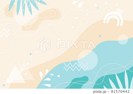 reative summer background. Abstract seashore background with top view of sea waves and beach. Summer season vector design for brochure, web banner, flyer, poster, sale advertising. 91570442
