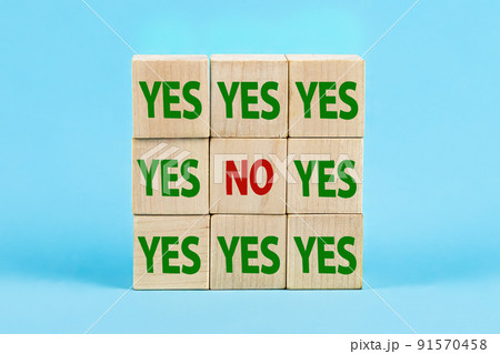 Yes or no decision. Resistance to change concept. Memo sticks with words Yes and No 91570458