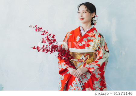 赤い振袖 赤い振袖 91571146