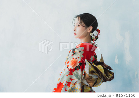 赤い振袖 赤い振袖 91571150