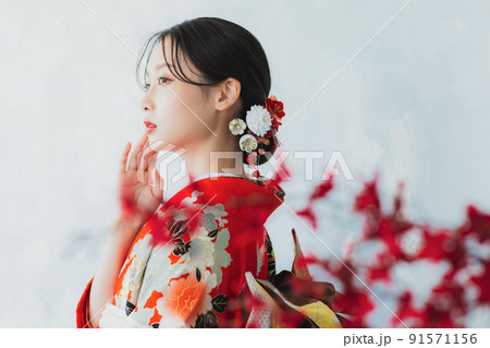 赤い振袖 赤い振袖 91571156