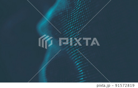 Abstract Music background. Big Data Particle Flow Visualisation. Science infographic futuristic illustration. Sound wave. Sound visualization 91572819