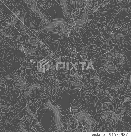 Grey contours vector topography. Geographic mountain topography vector illustration. Topographic pattern texture. Map on land vector terrain. Elevation graphic contour height lines. Topographic map 91572987