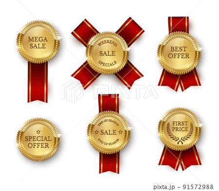 Award medal 3d realistic vector color illustration set 91572988