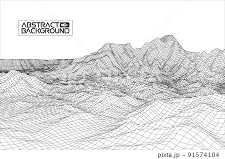 Abstract vector wireframe landscape background. Cyberspace grid. 3d technology wireframe vector illustration. Digital wireframe landscape for presentations . Abstract vector wireframe landscape background. Cyberspace grid. 3d technology wireframe vector illustration. Digital wireframe landscape for presentations . 91574104