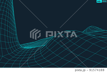 3D Wireframe Terrain Wide Angle EPS10 Vector 3D Wireframe Terrain Wide Angle EPS10 Vector 91574169