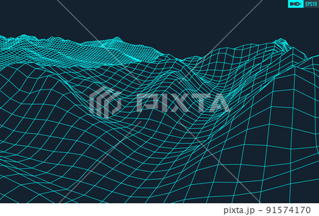 3D Wireframe Terrain Wide Angle EPS10 Vector 3D Wireframe Terrain Wide Angle EPS10 Vector 91574170