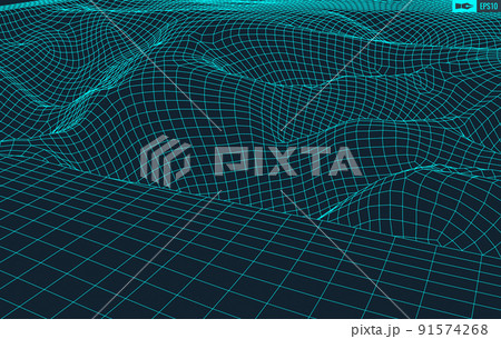 3D Wireframe Terrain Wide Angle EPS10 Vector 3D Wireframe Terrain Wide Angle EPS10 Vector 91574268