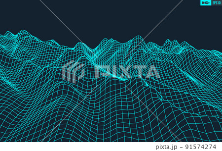 3D Wireframe Terrain (Wide Angle) | EPS10 Vector 3D Wireframe Terrain (Wide Angle) | EPS10 Vector 91574274