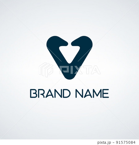 Letter V Logo with arrow Design Template Vector Graphic Branding Element. Stock vector illustration isolated on white background. 91575084