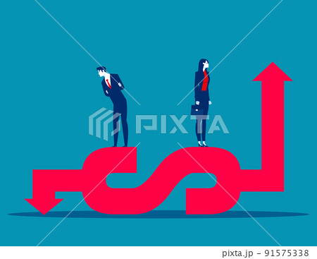 Recession and uptrend dollar sign. Business vector illustration 91575338