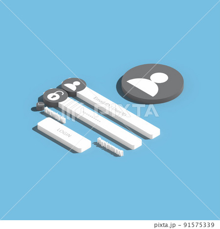 Login form design with lock icon on blue background. vector. 3D Login form design with lock icon on blue background. vector. 3D 91575339