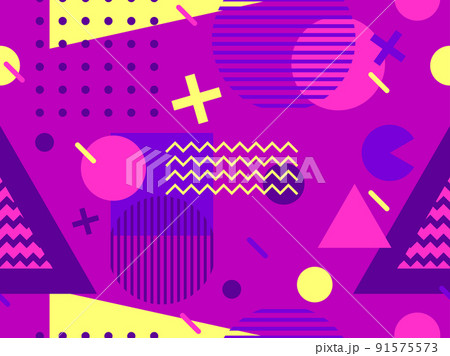 Geometric Seamless Pattern In 80s Style のイラスト素材