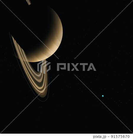 gas giant with rings on dark space gas giant with rings on dark space 91575670