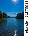 （静岡県）真夏の田貫湖湖畔から眺める富士山 91575923