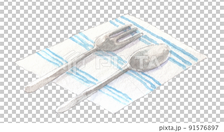 餐具切圖手繪水彩 餐具切圖手繪水彩 91576897