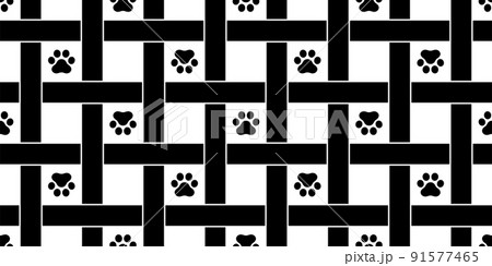 dog paw seamless pattern footprint cat weave checked tartan plaid french bulldog vector cartoon character icon scarf isolated repeat wallpaper tile background gift wrapping paper illustration doodle d 91577465