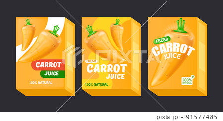 Carrot juice packaging design template set. Collection of carrot juice label , poster, banner package design. Vegetarian drinks set Carrot juice packaging design template set. Collection of carrot juice label , poster, banner package design. Vegetarian drinks set 91577485