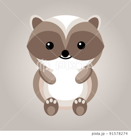 Illustration, gray baby badger on a gray background. Cartoon print, postcard, kids bedroom decor.	 Illustration, gray baby badger on a gray background. Cartoon print, postcard, kids bedroom decor.	 91578274