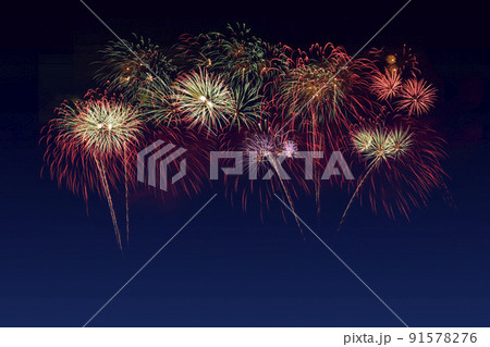 Colorful fireworks celebration and the twilight sky. 91578276