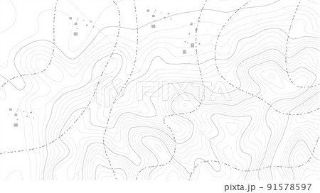 Abstract paper cut shapes. Topographic map on white background. Topo map elevation lines. Contour vector abstract vector illustration. Geographic world topography. 91578597