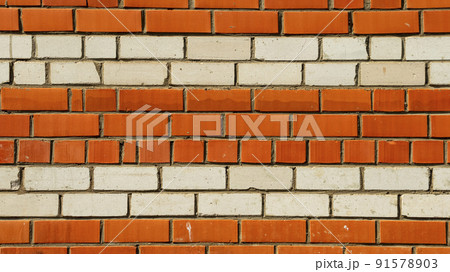 horizontal red and white brick wall, backgrounds, textures 91578903