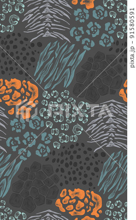 Vector seamless pattern with hand drawn animal skin ornament. 91580591
