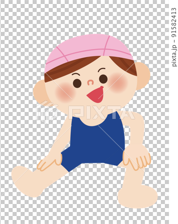 準備運動をする水着の女の子のイラスト 準備運動をする水着の女の子のイラスト 91582413