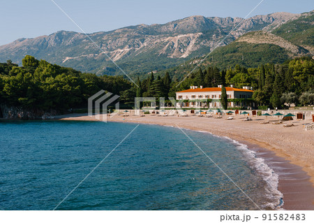 Azure sea and beach near Villa Milocer. Montenegro Azure sea and beach near Villa Milocer. Montenegro 91582483
