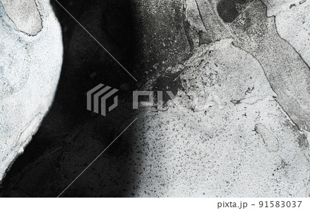 Grunge texture. Weathered background. Distressed wall. Black grain stone dark shade on white grimy uneven aged abstract art surface with free space. 91583037