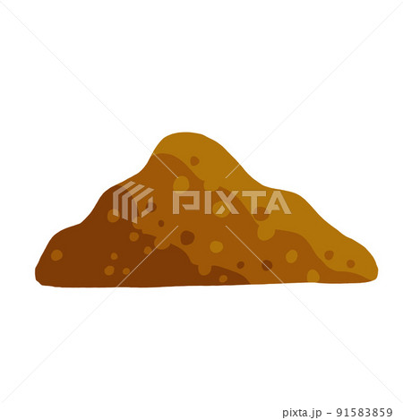 Pile of earth. Brown mound. Land and soil for farming. Flat cartoon 91583859