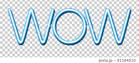 Blue Neon Text Wow cut out Blue Neon Text Wow cut out 91584810