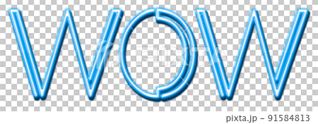 Blue Neon Text Wow cut out Blue Neon Text Wow cut out 91584813