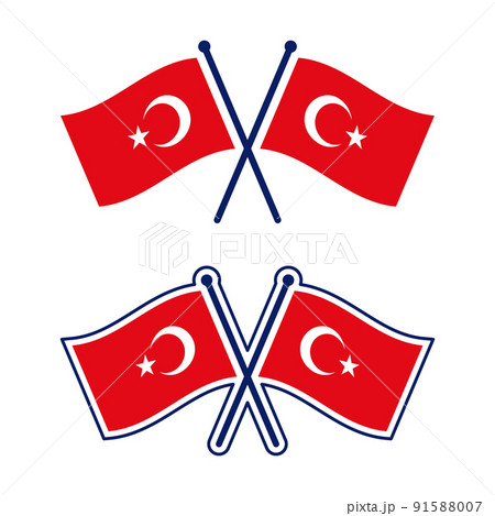 交差したトルコ国旗のアイコンセット