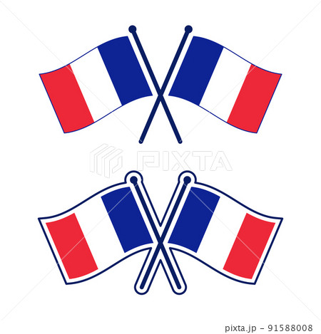 交差したフランス国旗のアイコンセット