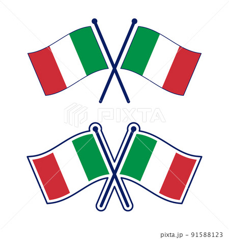 交差したイタリア国旗のアイコンセット