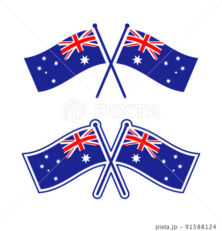 交差したオーストラリア国旗のアイコンセット 91588124