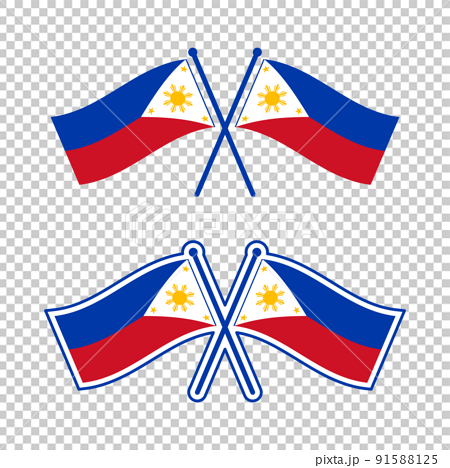 交差したフィリピン国旗のアイコンセット 91588125
