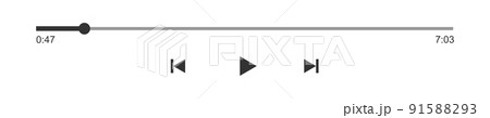 Video or audio player progress loading bar with time slider, play, rewind and fast forward buttons. Media player playback panel template Video or audio player progress loading bar with time slider, play, rewind and fast forward buttons. Media player playback panel template 91588293