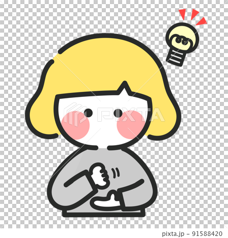 Illustration of a girl who came up with an idea Illustration of a girl who came up with an idea 91588420